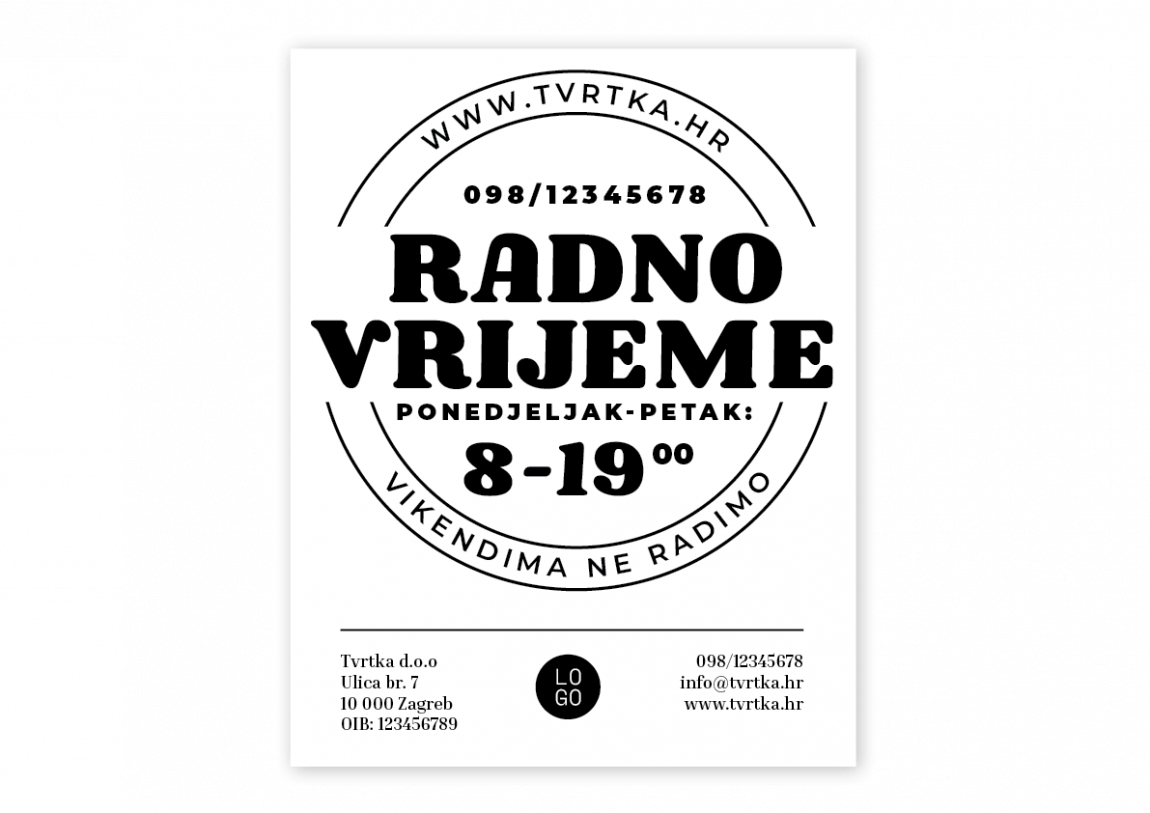 Naljepnica Radno Vrijeme Sticker Printfull